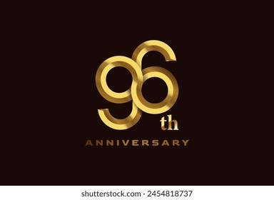 El logotipo dorado de la celebración del aniversario de 96 años, número 90 que forma el icono del infinito, se puede utilizar para las Plantillas del logotipo del cumpleaños y del negocio, Ilustración vectorial 