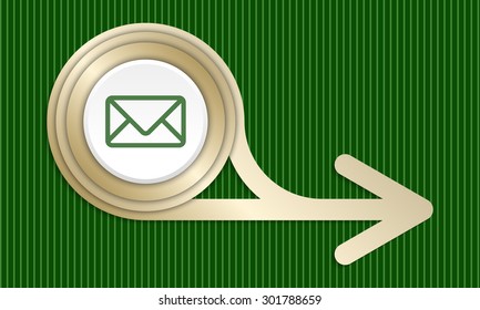 Golden abstract arrow and envelope
