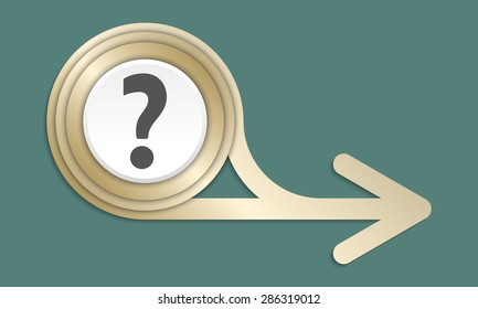 Golden abstract arrow and question mark