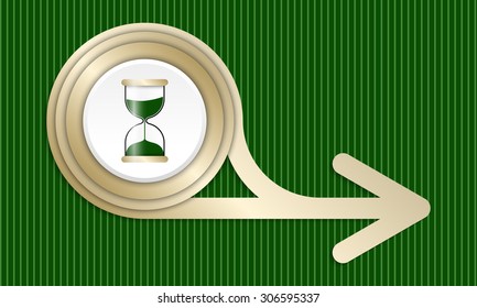Golden abstract arrow and sand glass