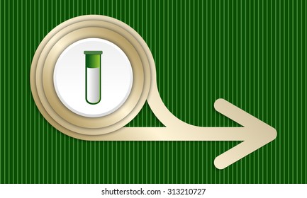 Golden abstract arrow and test tube