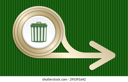 Golden abstract arrow and trashcan