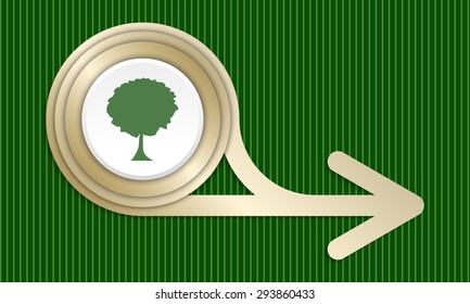 Golden abstract arrow and tree symbol