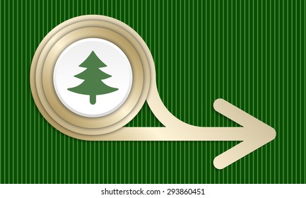 Golden abstract arrow and tree symbol