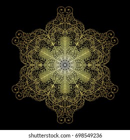 golden abstract art and vintage line for beautiful design and imagination of human mind ability, Graphic Design for Tattoo, mandala cycle for spiritual of Zen tangle