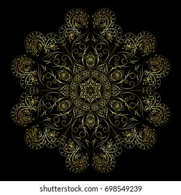 golden abstract art and vintage line for beautiful design and imagination of human mind ability, Graphic Design for Tattoo, mandala cycle for spiritual of Zen tangle