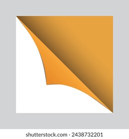 Golden abstract background with a bent silver corner. Vector illustration.