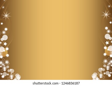 Golden abstract background with circle bokeh and sparkles. Vector illustration.