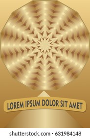Golden abstract background with circle shape in optical art style, luxurious design element