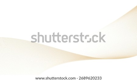 Golden abstract background with curved lines creating a soft, flowing wave pattern on a clean white backdrop, ideal for adding subtle elegance and movement to designs