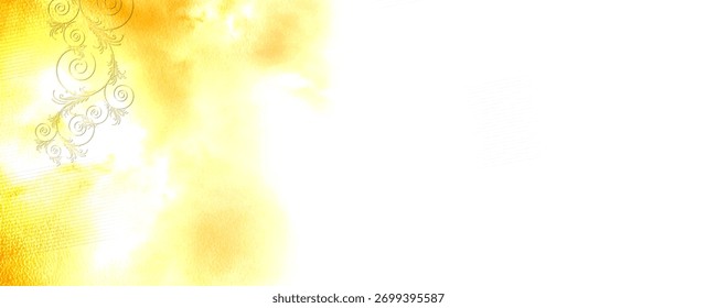 Um fundo abstrato dourado com elementos decorativos e luz suave cria uma atmosfera quente e etérea. Perfeito para adicionar um toque de luxo e elegância aos designs.