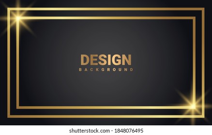 Golden abstract background frame banner with glowing gold color. Vector