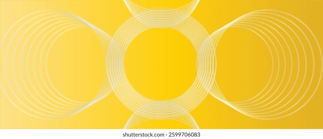 golden abstract background with glowing circles. Swirl circular lines pattern. Geometric spiral. Twirl element. Modern graphic design. Futuristic technology concept. Vector illustration