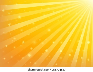Golden Abstract Background. Holiday vector yellow background with stars. Yellow abstract background. Magic abstract design. Magic yellow template. 