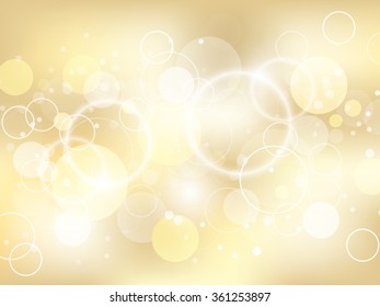 Golden abstract background with lights effect and bubbles/design with place for your content, creative editing or pc desktop/vector illustration.
