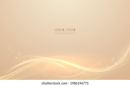 Fondo abstracto dorado con luz de onda de línea. Ilustración del vector