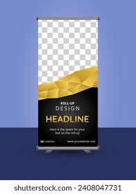 Golden abstract background roll up design.