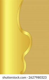 Golden abstract background with smooth curves and metallic gradient texture. Elegant wave shapes create a luxurious and polished visual effect.