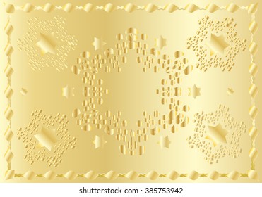 Golden Abstract background with stars and decorative ornament. Digital Illustration for Art, Print, Web, fashion, textile, Album, Holiday greeting card, invitation, carnival graphic design. Vector