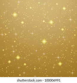 Golden Abstract background with stars. Vector illustration