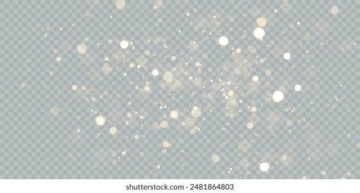 Golden abstract bokeh with highlights on a transparent PNG background. Holiday concept. Vector illustration for web design