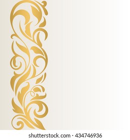 Golden abstract border on a light background. Vintage pattern.