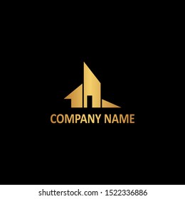 Golden Abstract Building logo icon vector design concept for real estate, architecture business, property, and more construction brand identity.