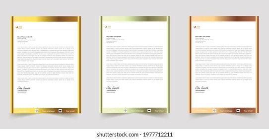 golden abstract business professional letterhead templates