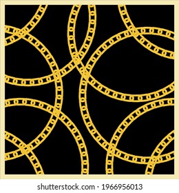 Golden abstract chains on a black background. EPS10 Illustration.