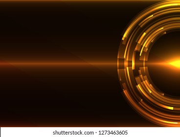 golden abstract circle background, digital overlap layer line, simple technology design template, vector illustration