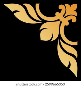 Golden Abstract Corner, Vintage Pattern for Card Decoration