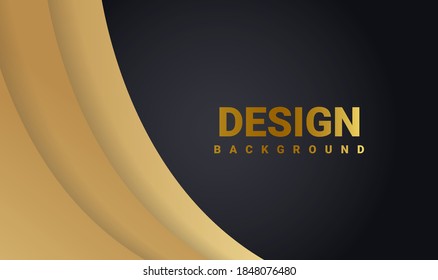 Golden abstract curved geometric background banner with glowing gold color. Vector