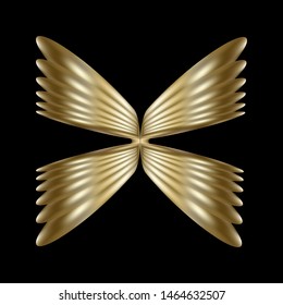 Golden abstract element design on a black background. Vector.