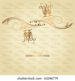 golden abstract floral background