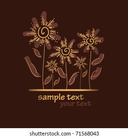 golden abstract floral background