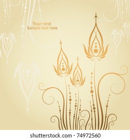 golden abstract floral background