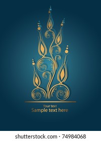 golden abstract floral background