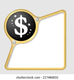 golden abstract frame with screws and dollar symbol