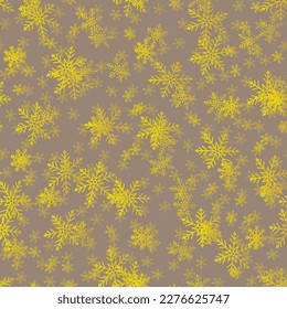 Golden Abstract Fun. Falling Dark Bubble. Random Snow Flake. Seamless Graphic Art Explosion. Retro Color Background. Gray Splatter Dot. Yellow Vector Dot. Irregular Yellow Splotch. Flying Flake Blob