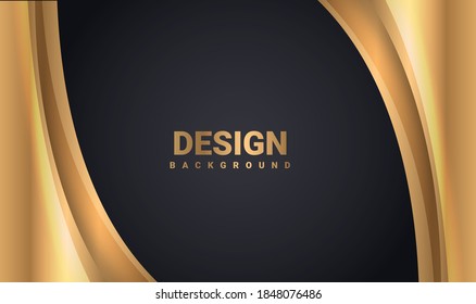 Golden abstract geometric curved background banner with glowing gold color. Vector