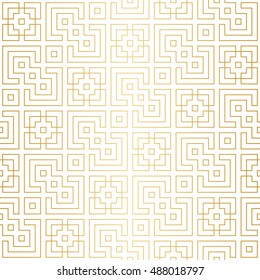 Golden abstract geometric pattern with rhombus and squares vector illustration