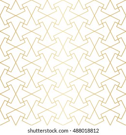 Golden abstract geometric pattern with rhombus, triangles and squares vector illustration