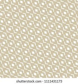 Golden abstract geometric seamless pattern. Vector gold and white background. Delicate luxury graphic texture with diamond shapes, diagonal grid, mesh. Simple delicate ornament. Repeatable design