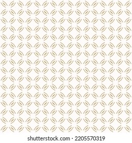 Golden abstract geometric seamless pattern in oriental style. Luxury vector background. Simple graphic ornament. White and gold texture with diamond shapes, grid, net, thin lines, tiles. Repeat design