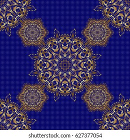 Golden abstract geometric seamless pattern.