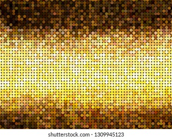 Golden abstract lights disco background. Square pixel mosaic.