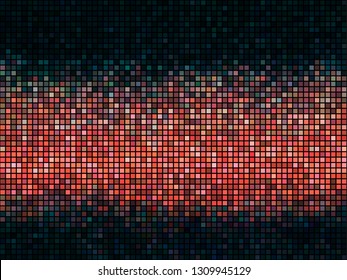 Golden abstract lights disco background. Square pixel mosaic.