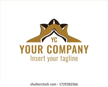 Golden abstract logo for commercial use. vector.