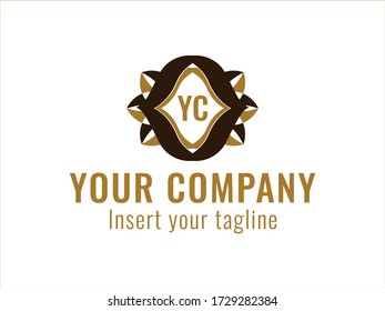 Golden abstract logo for commercial use. vector.