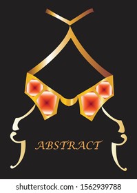 Golden Abstract Logo Jewelry Ruby Red Vector